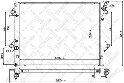 STELLOX 10-25364-SX Радиатор системы охлаждения! АКПП Toyota Land Cruiser 4.0 03>