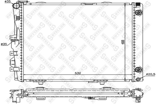 STELLOX 1025368SX Радиатор системы охлаждения! с AC MB W124 2.6-3.2 85>