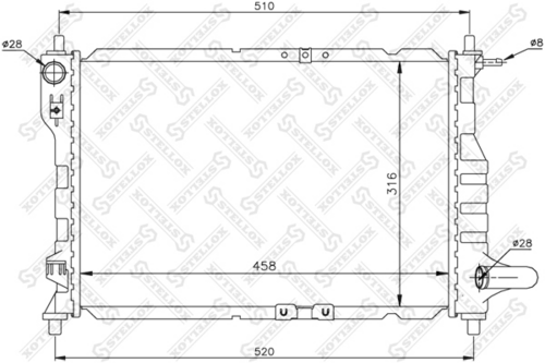 STELLOX 10-25435-SX Радиатор системы охлаждения! Chevrolet Matiz 0.8i 6V/1.0i 8V 05>