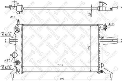 STELLOX 1026066SX Радиатор системы охлаждения! без ас МКПП Opel Astra G 1.4-1.8 98>