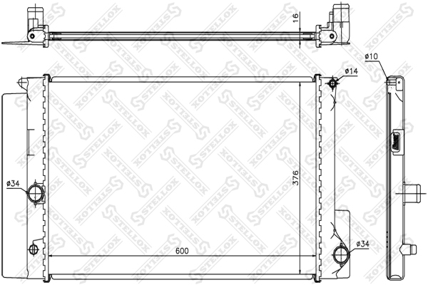 STELLOX 1026361SX Радиатор системы охлаждения! МКПП Toyota Auris/Corolla 1.4VVTi/1.6VVTi 06>