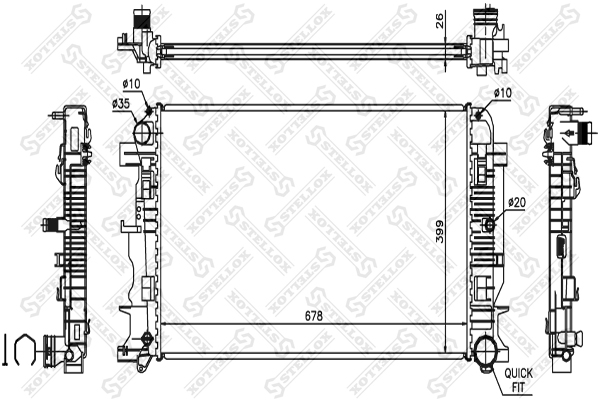 STELLOX 1026552SX Радиатор системы охлаждения! МКПП MB Sprinter 906 2.2CDi 06>