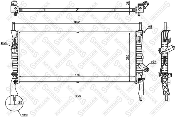 STELLOX 1026752SX Радиатор системы охлаждения! с ас Ford Transit all 06>