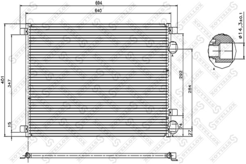 STELLOX 1045034SX NS94626=RT5305=VL817608 [8200115543] радиатор конд. Renault Scenic/Megane 02>