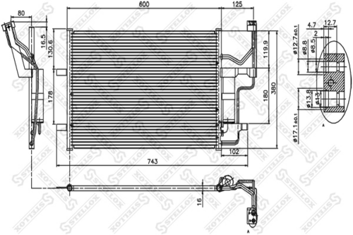 STELLOX 1045118SX NS94902=MZ5184=GR905671 [BPYK6148Z] радиатор конд. Mazda 3/5 1.4-2.3 03>с осушит.