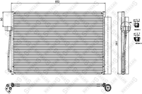 STELLOX 10-45404-SX Радиатор кондиционера! BMW E60/E61/E65 2.5D-4.0D 02>