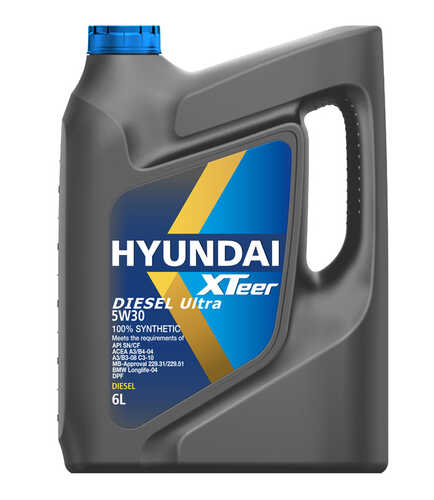 HYUNDAIXTEER 1061001 Diesel Ultra 5W30 (6L) масло моторн.! синт. API SN/CF, ACEA A3/B3/B4, Dexos 2, LL-04;Масло моторное Diesel Ultra 5W30 синтетика 6 л