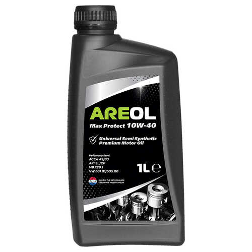 AREOL 10W40AR002 Max Protect 10W40 (1L) масло моторн.! полусинт. acea A3/B3,API SL/CF,MB 229.1,VW 501.01/505.00
