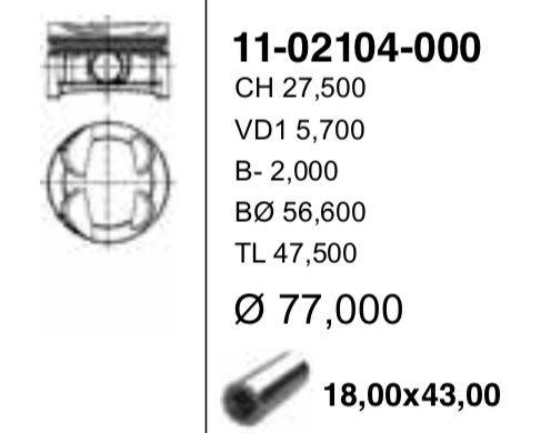 YENMAK 1102104000 Поршень c пальцем без колец! Peugeot 207/208/308/3008, Citroen C3/C4/C5 1.6 VTI 07>