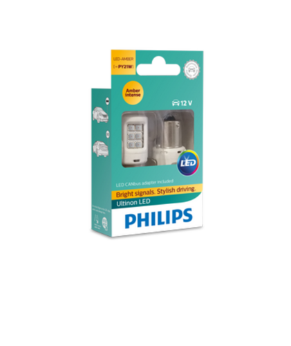 PHILIPS 11498ULAX2 Комплект ламп! светодиодные (PY21W) 12V Ultinon LED, с обманкой, желтые, 2шт