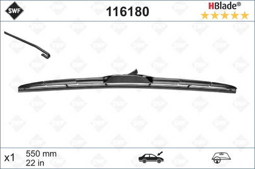 SWF 116180 щетка стеклоочистителя! гибридная 550mm/22'' со спойлером под крючок