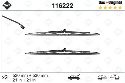 SWF 116222 Щетки комплект 530/21' 2шт Audi 80/100/A4/A6, VW Passat 88>/T4 90>