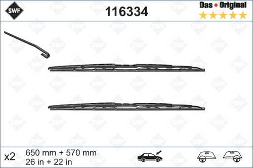 SWF 116334 3 397 001 539=PM558 щетки комплект 650/26'+560/22' BMW E39 2.0i-4.0i/2.5D/TDs 95-04