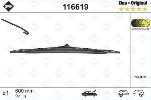 SWF 116619 Щетка 600/24' Spoiler Peugeot 406, Volvo S80 98>