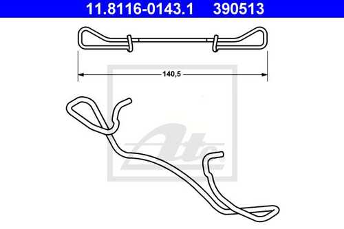 ATE 11811601431 Пружина торм. колодок пер.! VW Sharan 2.0/1.8T 95-10