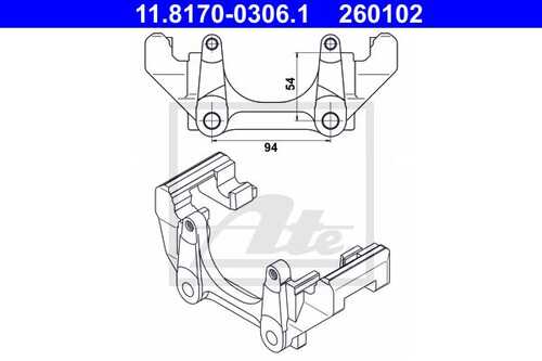 ATE 11.8170-0306.1 Скоба суппорта! VW Multivan/Transporter 03>