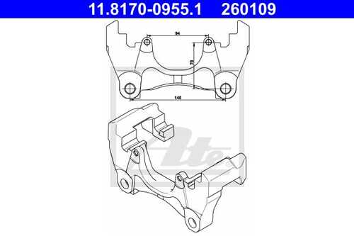 ATE 11.8170-0955.1 Скоба суппорта! VW Multivan/Transporter 03>