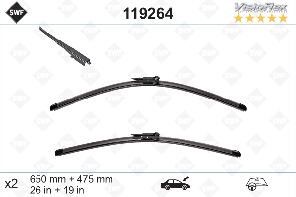 SWF 119264 Щетки плоские комплект! 650/26'+475/19' VISIOFLEX MB B II (W246) 11>