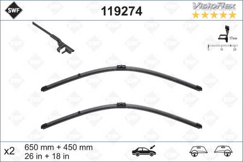 SWF 119 274 Щетки плоские комплект! 650/26'+450/18' VISIOFLEX BMW F01/F02/F07/GT/F10/F11 08>