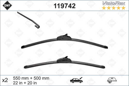 SWF 119742 Щетки плоск. комплект 550/22'+500/20' Ford Mondeo 01>, Peugeot 306 93>, Renault Megane 95-02