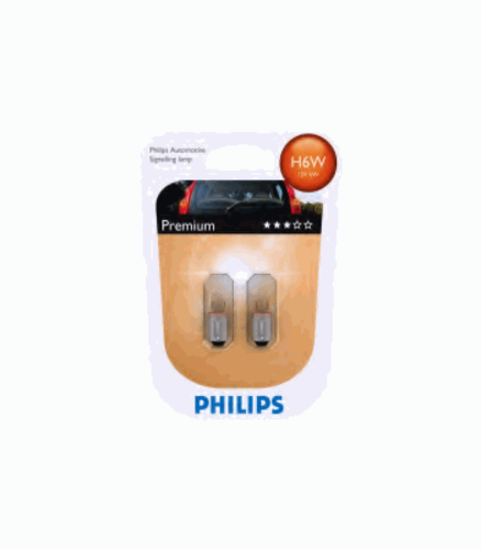 PHILIPS 12036B2 Комплект ламп! (H6W) 12V 6W BAX9s галоген. для стояноч. огней и поворот. (2шт. в блистере)