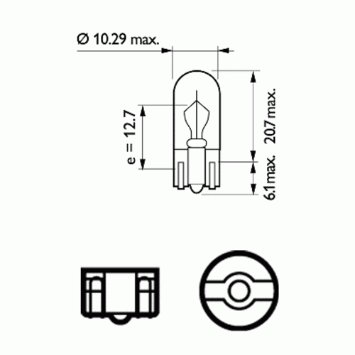 PHILIPS 12256 B2 Комплект ламп! (W3W) 12V 3W W2.1X9.5d приборная панель, стекл. цоколь бол. (2шт. в блистере)