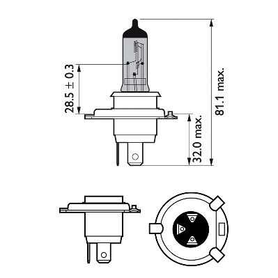 PHILIPS 12342RVS2 Комплект ламп! (H4) 12V 60/55W P43t Racing Vision (2шт. в боксе)