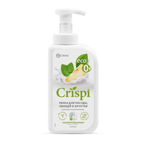 GRASS 125455 Средство для мытья посуды! 'CRISPI' пенка с соком груши и экстрактом базилика (флакон 550мл)