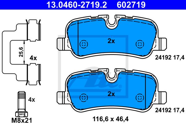 ATE 13.0460-2719.2 GDB1632=1159 00! колодки дисковые зад. landrover Discovery/Range Rover 4.4i/2.7TD 04>