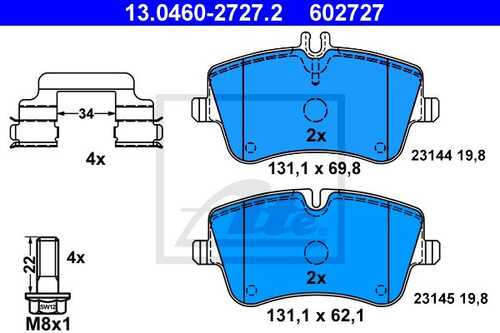 ATE 13.0460-2727.2 FDB1429=768 00 колодки дисковые п. MB W203/S203/C209/A209 1.8-3.2/3.0CDi 00>