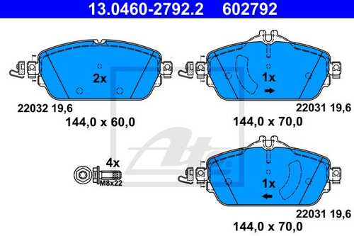 ATE 13.0460-2792.2 Колодки дисковые передние! MB W205 C180 1.6-2.0/2.2CDI 14>