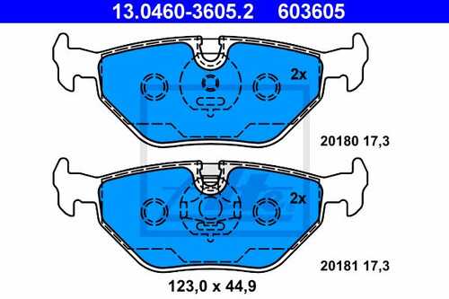 ATE 13.0460-3605.2 265 40 колодки дисковые з. BMW E46 1.6i-2.8i/D 98>,Rover 75 1.8-2.5/CDT 99>