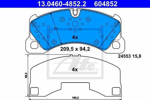 ATE 13.0460-4852.2 Колодки дисковые передние! VW Touareg 3.2-3.6i/3.0-5.0TDi 05>, Cayenne 4.5-4.8i 02>