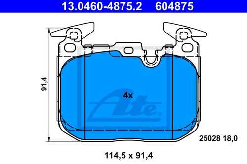 ATE 13.0460-4875.2 Колодки дисковые передние! BMW F34/F30/F31/F36/F32/F33 11>