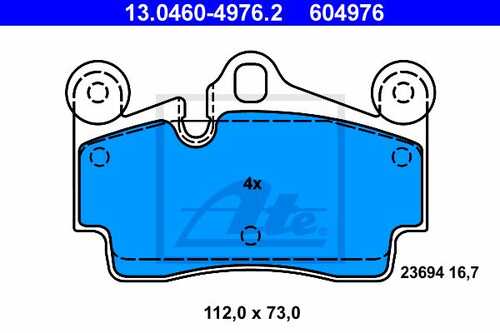 ATE 13.0460-4976.2 FDB1627=996 00 колодки дисковые з. VW Touareg 3.2/3.6/4.2/6.0/2.5TDi/3.0TDi 02>