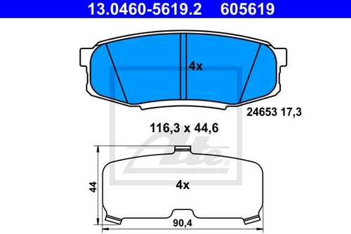 ATE 13.0460-5619.2 1272 00 [0446660120] колодки дисковые з. Toyota Land Cruiser 4.7 V8/4.5D V8 08>