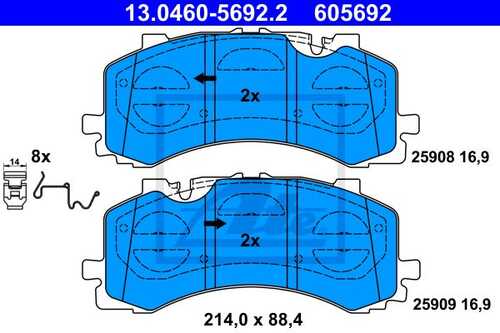 ATE 13.0460-5692.2 Колодки дисковые передние! Audi A6/Q7, VW Touareg 3.0TDI 15>