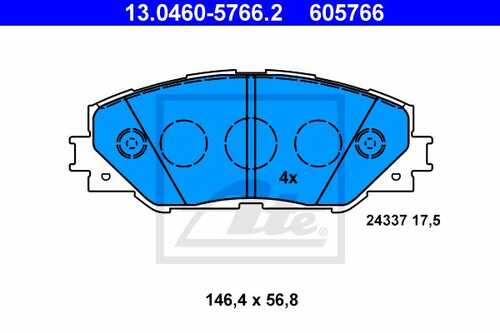 ATE 13.0460-5766.2 1234 00=224575 SBS колодки дисковые п. Toyota RAV IV 2.0VVT-i/2.2D-4D 06>