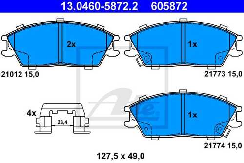 ATE 13.0460-5872.2 224 22 [45022SA6N50] колодки дисковые п. Hyundai Accent all 00>