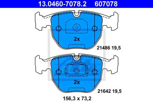 ATE 13.0460-7078.2 571873B колодки дисковые п. BMW E39 3.0-4.0/3.0D 00-03/E53 3.0/4.4/3.0D 00>