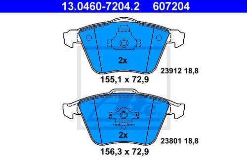 ATE 13.0460-7204.2 964 20 колодки дисковые п. Volvo S40/V50 1.6-2.5/1.6D/2.0D 04>