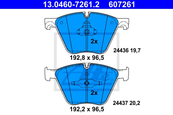 ATE 13.0460-7261.2 Колодки дисковые передние BMW X6 E71/E72/GT 4.4i 08>