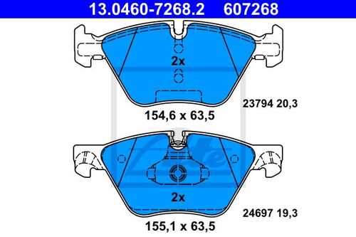 ATE 13.0460-7268.2 Колодки дисковые передние! BMW F10/F11 2.0i/2.3i/2.0D 10>