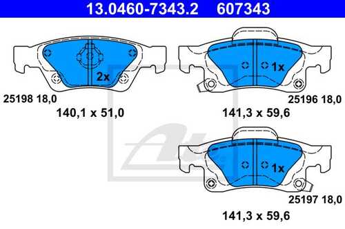 ATE 13.0460-7343.2 Колодки дисковые 140.1x51.0x18.0 JEEP GRAND CHEROKEE IV 3.0 4x4 (2014>), CRD (2013>),