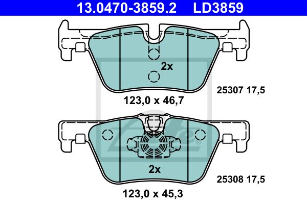 ATE 13.0470-3859.2 Колодки дисковые задние! BMW 1 F20 1.6/1.8/2.0D 11>