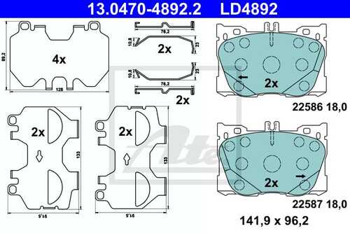 ATE 13.0470-4892.2 Колодки дисковые передние! сeramic MB W205 C180 1.6-2.0/2.2CDI 14>