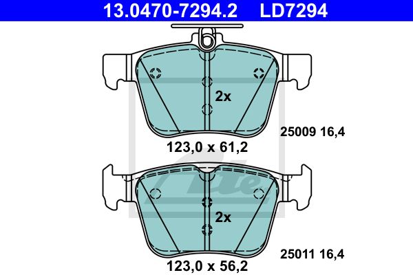 ATE 13.0470-7294.2 Колодки дисковые задние! ceramic Audi A3, VW Golf VII 1.2TSI-1.8TFSI/2.0TDI 12>