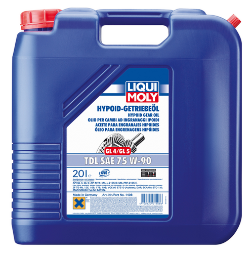 LIQUIMOLY 1408 LiquiMoly 75W90 (20L) Hypoid-Getriebeoel TDL масло тран.! полусинт. API GL-4/GL-5,MAN: 341,Volvo,DAF