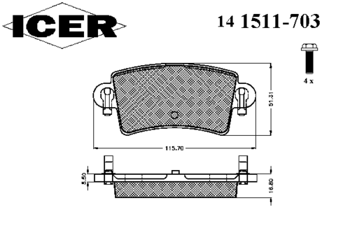 ICER 141511-703 Комплект тормозов, дисковый тормозной механизм