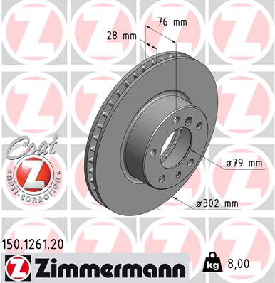 ZIMMERMANN 150126120 Диск тормозной BMW Coat Z